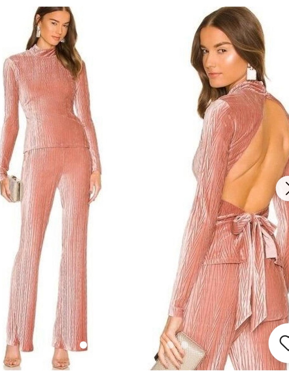 Michael Costello Mauve velvet top pant set